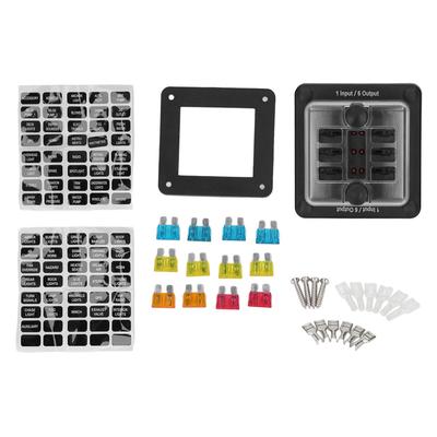Blade Fuse Block 6 Way Fuse Box Holder Waterproof Protection with LED Warning Indicator for Car Marine Boat RV