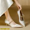 Satin Retro Versatile Women's Shoes Spring and Autumn New Style New Chinese Style High Heels Pointed Toe Strappy Single Shoes