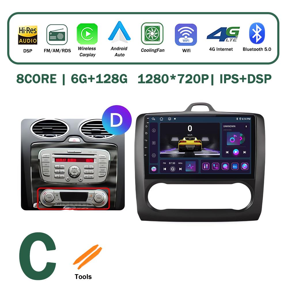 XSW3 9 Inch Wireless CarPlay Android Auto Radio for Ford Focus 2 Mk2 2004 - 2011 Car Multimedia Video Stereo Player GPS WIFI