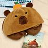 Kawaii Cartoon Capybara U Shape Pillow with Hat Noon Break Stuffed Neck Pillow Plush Soft Hooded Travel Pillow