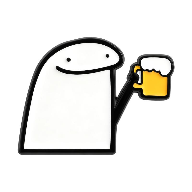 Flork Meme Emaille-Pins Lustige Einfache Strichmännchen-Broschen Anstecknadeln Cartoon Tier Katzen Schmuck Geschenk für Familie Freunde