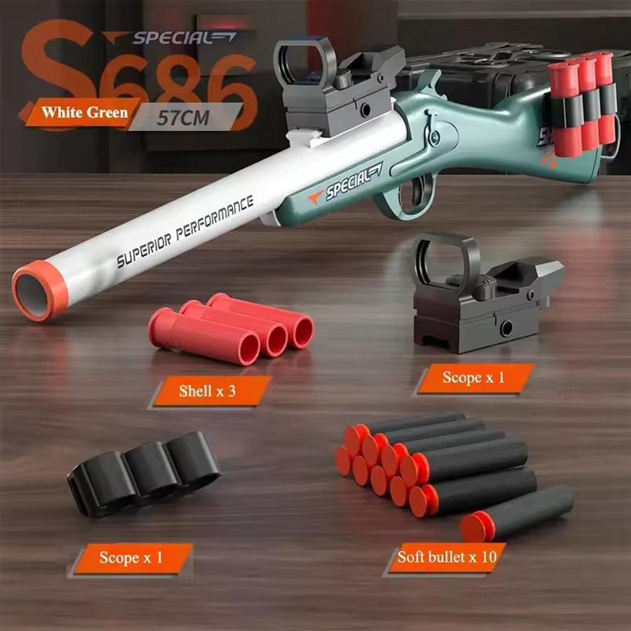 Mini S686 Rifle Shell Ejection Toy Gun Soft Bullet Manually Loaded Outdoor Sports CS Shooting Game Weapon for Children Boys Gift