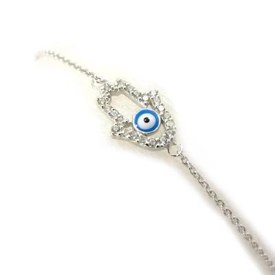 [K5798] - Silver Bracelet 'Fatma' Blue White