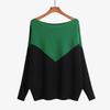 Off-the-Shoulder Women's Batwing Sweater – Plus Size Color Block Patchwork Pullover