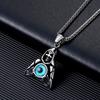 Stainless Steel Devil Eye Skull Pendant Necklace Punk Style Mens Jewelry Daily Wear