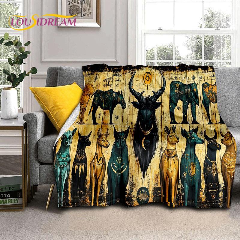 2025 Ancient Egypt Hieroglyphic Mythology Wall Painting Blanket,Soft Throw Blanket for Home Bedroom Bed Sofa Cover Child Gift
