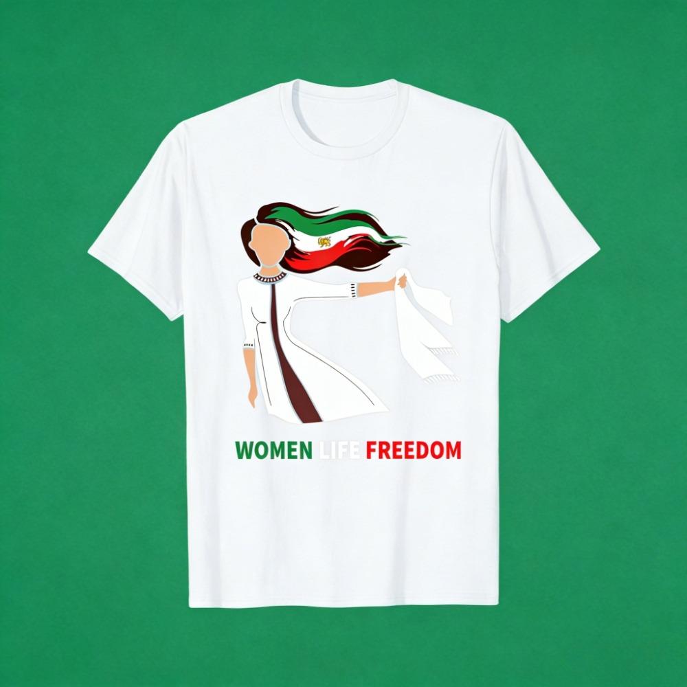 Iranian Lion Flag Supports Iranian Clothing Women s Freedom of Life Persian T-shirt Graphic Printing Daily Life Tops M