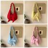 Solid Color Bow Decor Dumpling Bag Tote Large Capacity Pleated Strap Crossbody Bag Nylon Polyester Korean Sweet Shoulder Pouch