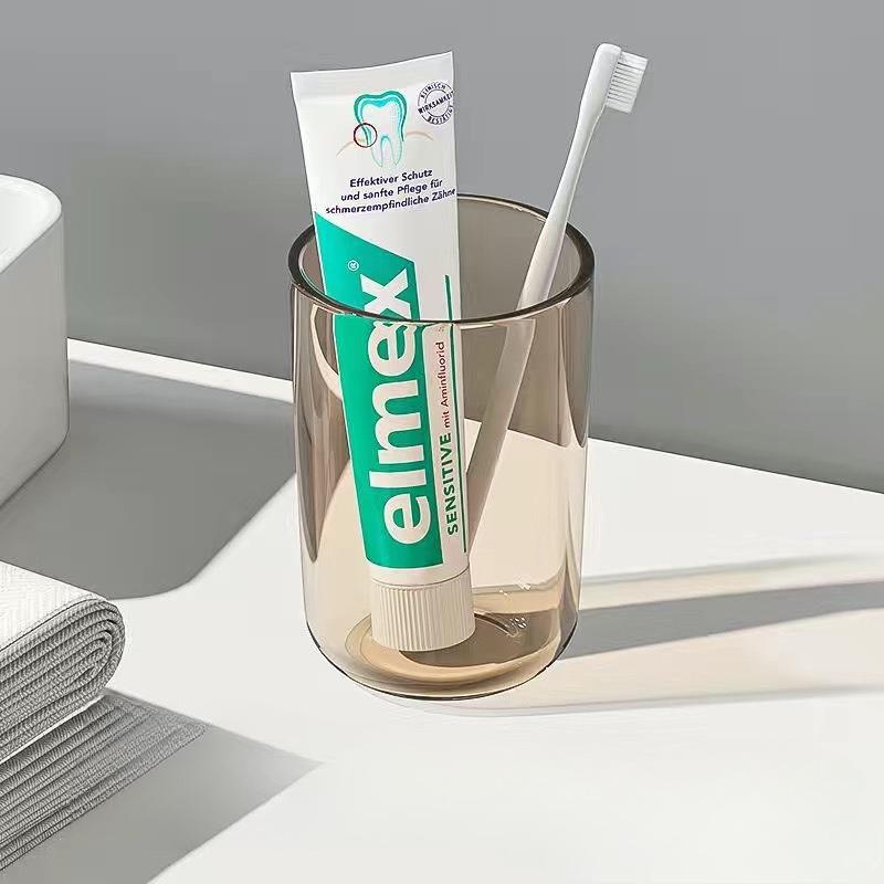 

Simple Round Toothbrush Cup Creative Transparent Plastic Bathroom Tumbler Thickened Home Wash Cup For Hotel Dormitory 201-300ml коричневий