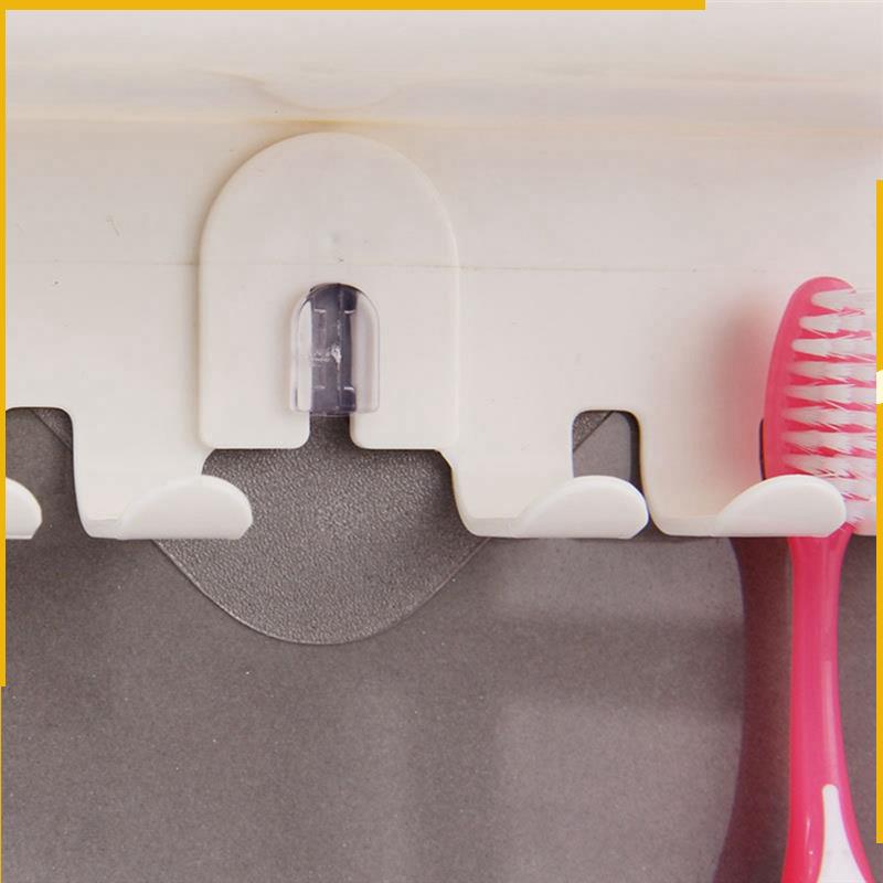 Toothbrush Holder Wall Mount Magic Sticker Bathroom Family Tooth Brush Set Wall Stand Toothpaste Placed Holder