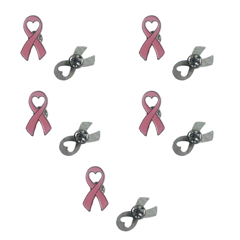 Pink Ribbon Brooch Pins Hope Ribbon Lapel Official Breast Cancers Awareness Lapel Pin for Charity Public Social Event