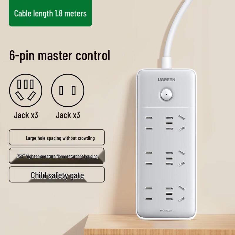 Ugreen CD321 6-Outlet Power Strip