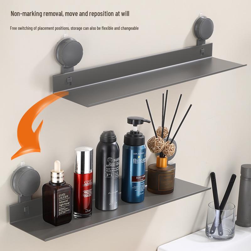 Creamy White Aluminum Bathroom Mirror & Vanity Storage Rack