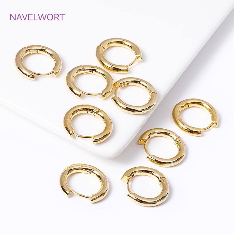 High Quality Simple Vintage Round Earrings 18K Gold Plated Brass 20mmx3mm Hoop Earring For Women Fashion Jewelry Supplies