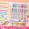 6/12Pcs Double-head Magic Color Changing Marker Pen Fluorescent Marker Student Scrapbook Painting DIY School Supplies Stationery