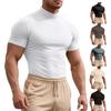 Men High Neck Elastic Breathable Compression Short Sleeve T Shirt For Fitness Running Basketball