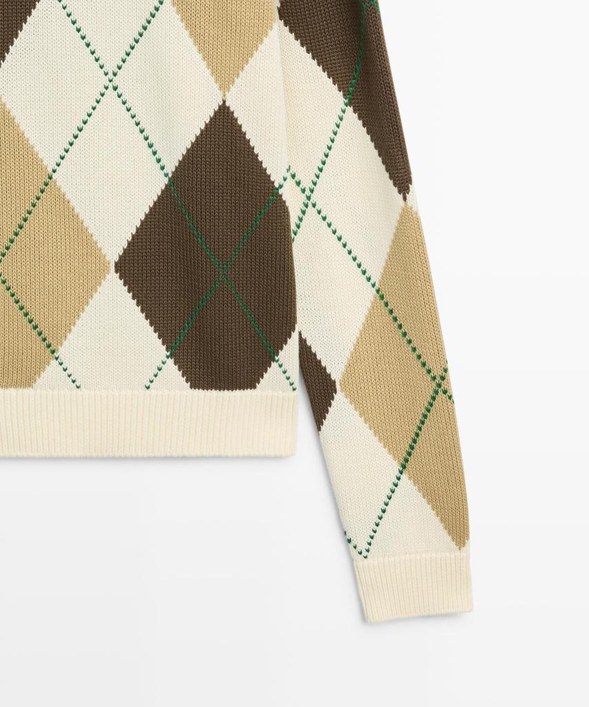 Masimodutti Cotton Argyle Detail Knit Sweater