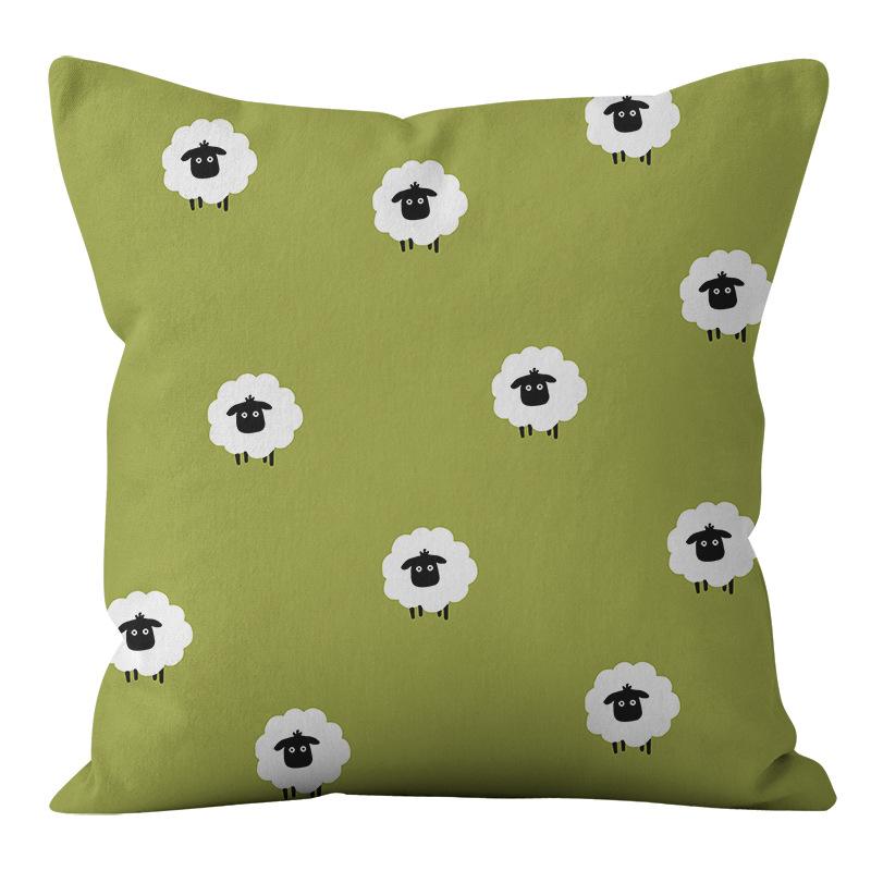 Small Clear Green Geometric Flower Print Pillowcase Short Velvet Cushion Living Room Sofa Pillowcase