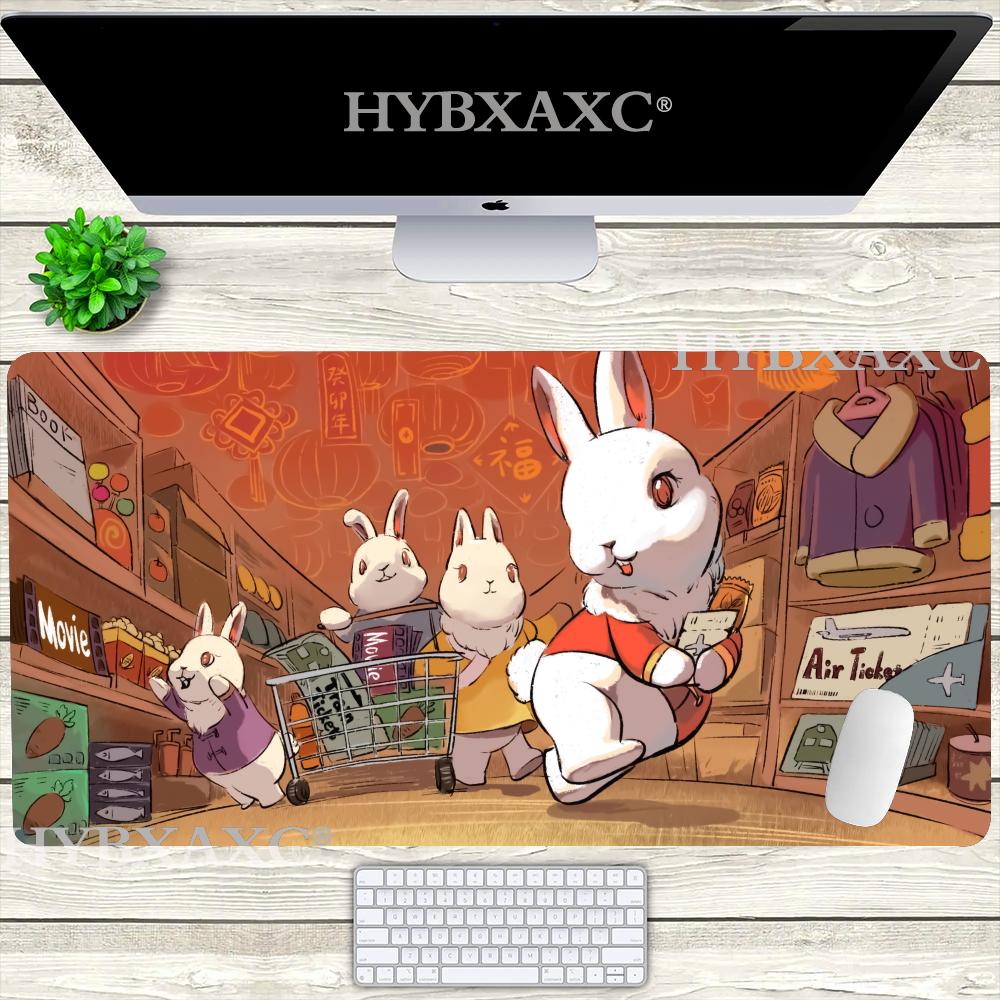 HYBXAXC Chinese New Year Rabbit Shopping Mouse Pad Cute Bunny Supermarket Desk Mat Extended Gaming Keyboard Mats Gamer Mousepad