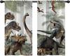 Dinosaur Window Curtains Jurassic Dino Boys Kids Girls Animals Nature Wild Forest Leaf Cute Teen Room Drapes Curtain Made Of Polyester With Rod Pocket