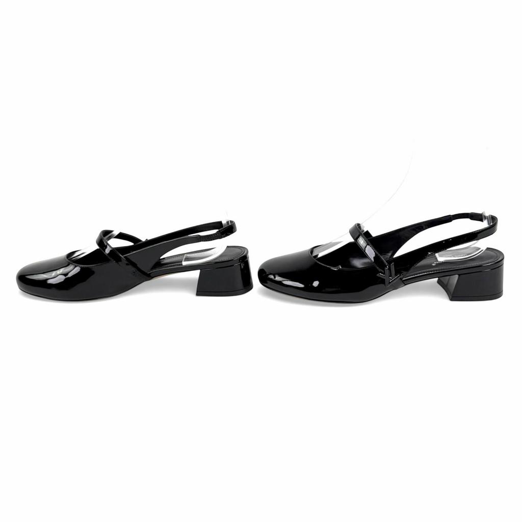 Excelentes tacones LOUIS VUITTON Romy Slingback Pump esmalte negro Mujer 37.5 Usado