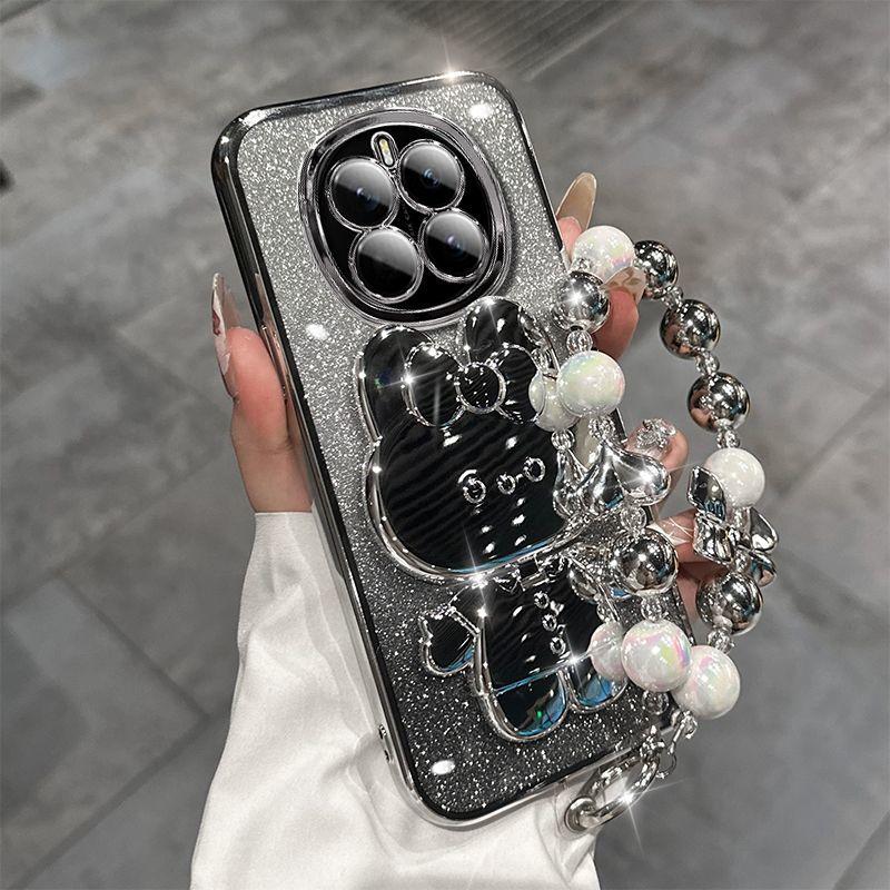 Niedliches Kaninchen Make-up Spiegel Ständer Hülle für Magic 7 Lite 6 5 Pro Magic7 Pro Honor X9A/B X9C X7A/B C Luxus Armband Schutzhülle