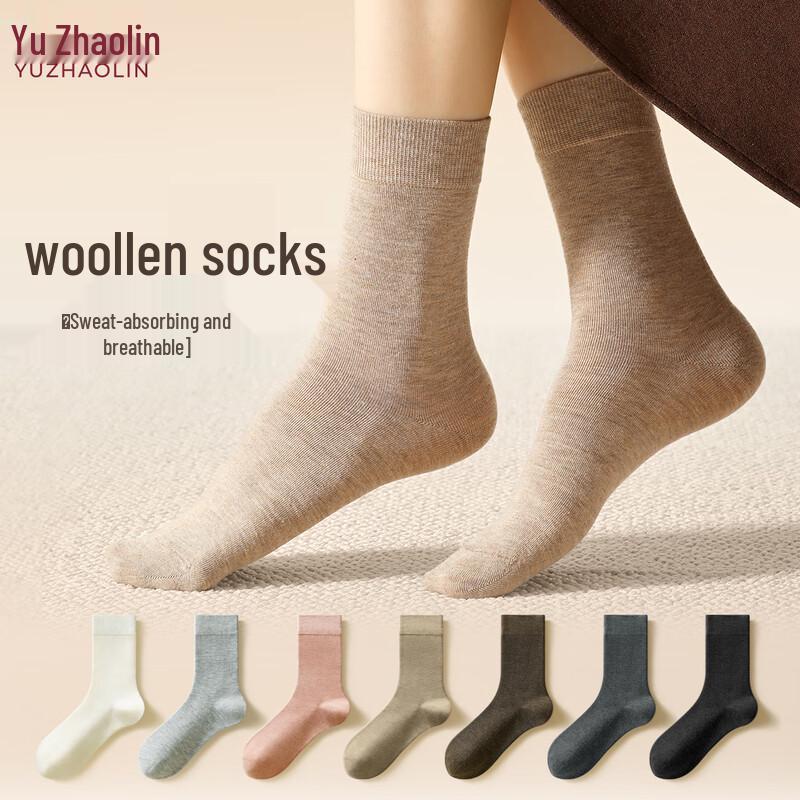 Yu Zhaolin Women s Warm Wool Blend Mid-Calf Socks (5 Pairs) One Size
