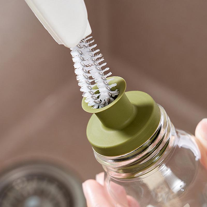 Multi-Functional Thermos Bottle & Cup Cleaning Brush - 3-in-1 Design for Mouth, Cover Groove, and Stain Gap Cleaning