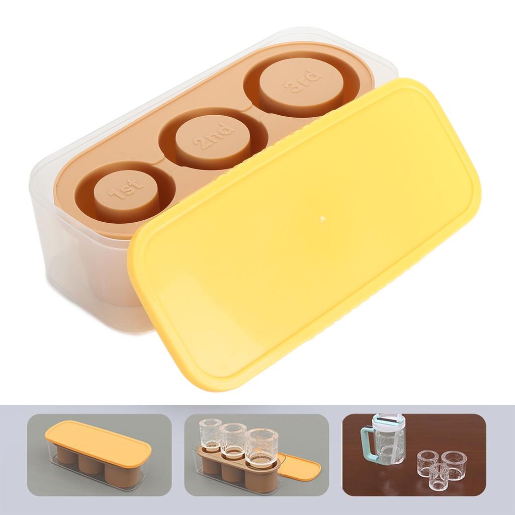 Silicone Tray Easy Release Hollow Cylinder s Maker with Spill Resistant Removable Lid Bin for Ice Drink Cocktail