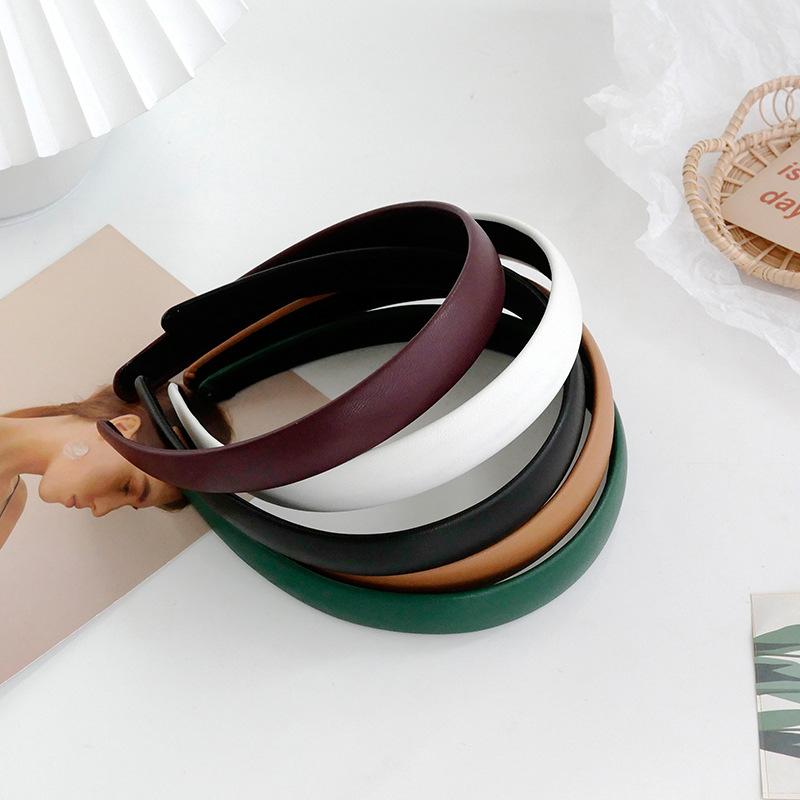 2pcs/lot 2cm Synthetic Leather Cloth Headband for Minimalist Women Shopping Headpiece Chic Simple Leather Head Hoop