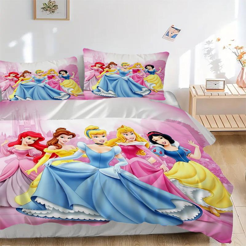 Princesses Colorful Gowns Print 3Pcs Bedding Setduvet Cover With 2 Bedropillowcase Home Birthday Gift