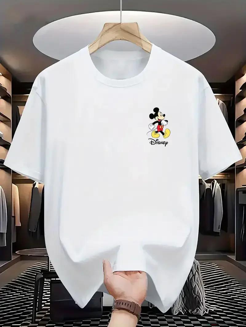 

Мужские футболки серии Disney Mickey Mouse, повседневные из чистого хлопка с коротким рукавом, модная и трендовая уличная мужская одежда S