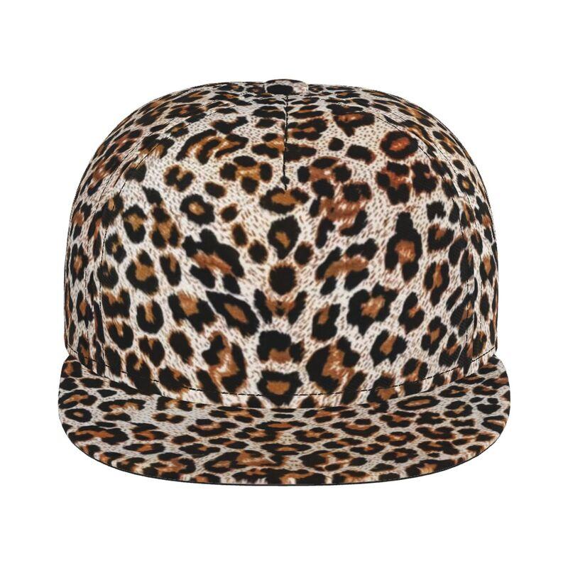Leopard Print Baseball Cap Men Women Adjustable 3D Printed Snapback Flat Bill Hip Hop Hat Flat Brimmed Hat