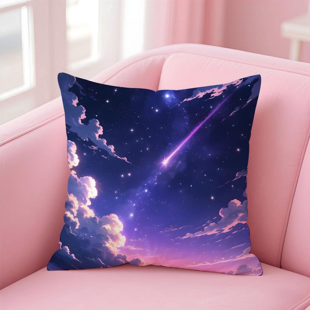 PPretty dream Galaxy starry sky Cushion Cover Pillow Case Soft Friendly Fabric  Concealed Zipper