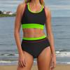 1011 New Bikini Swimsuit Women's European and American Sports Sexy Split Bikini Solid Color Swimsuit