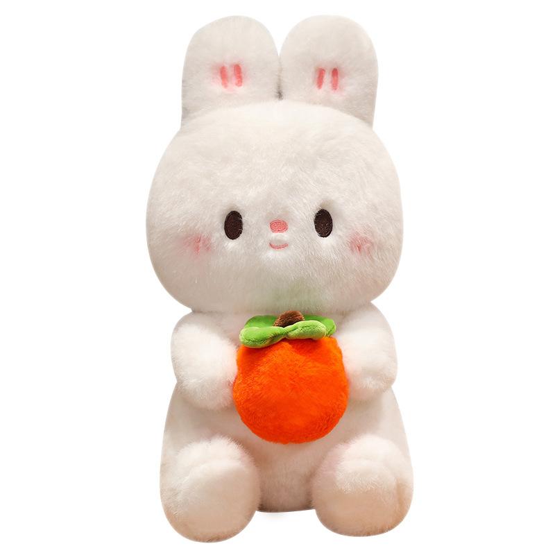 Rabbit Doll Holding Persimmon Plush Toy Grab Machine Rag Doll Doll Little White Rabbit Pillow Birthday Gift for Women