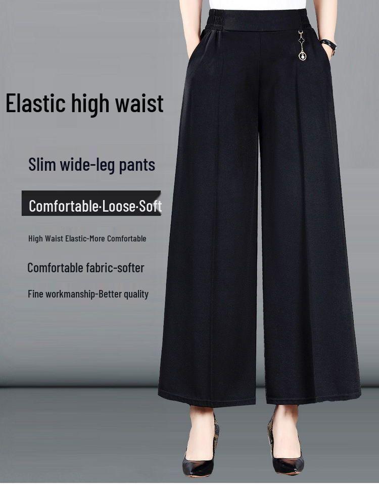 Women's High-Waist Loose Wide-Leg Summer Culottes for Middle-Aged and Elderly