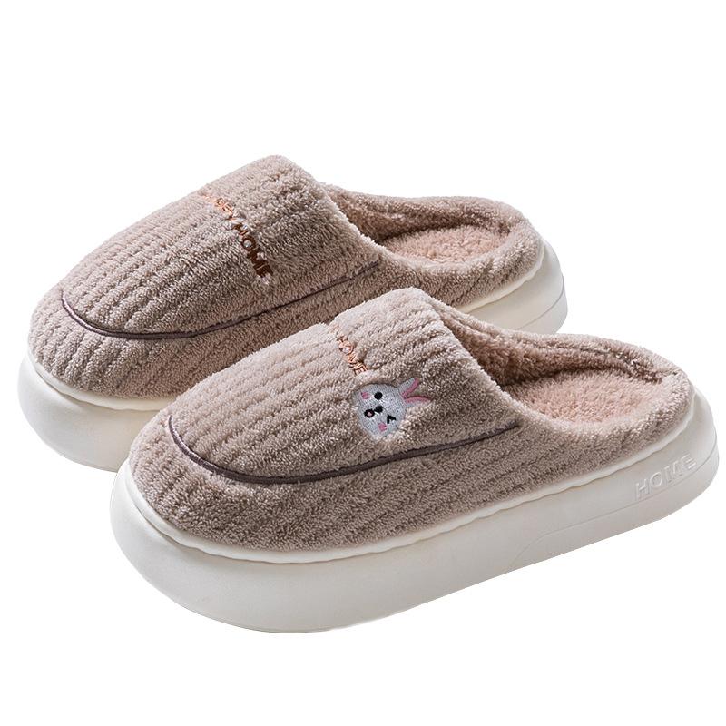 Cotton slippers women's autumn and winter household thick-soled warm and non-slip home indoor couple Mao Mao slippers home cotton shoes men