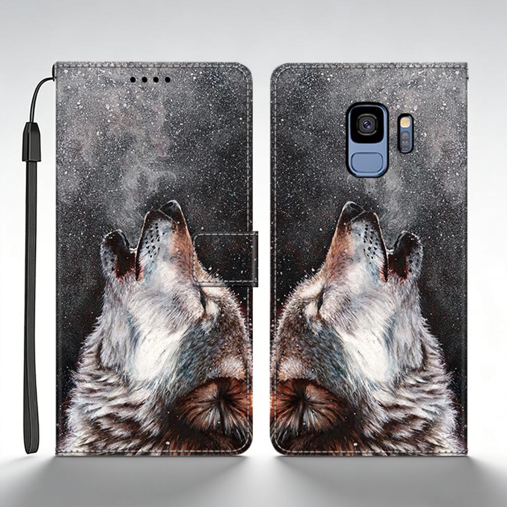 Pro Samsung Galaxy S9 Plus Pouzdro Kožené Flip Peněženkové Pouzdro Pro Samsung S9 GalaxyS9+ Zadní Kryt Tištěná Motýlí Kočičí Skořápka Funda