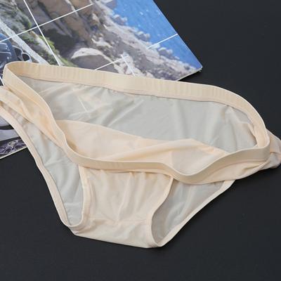 Slip taille basse pour hommes, sous-vêtements à haute élasticité, couleur unie, soie glacée, culotte transparente, sous-vêtements d'été Ultra-fins