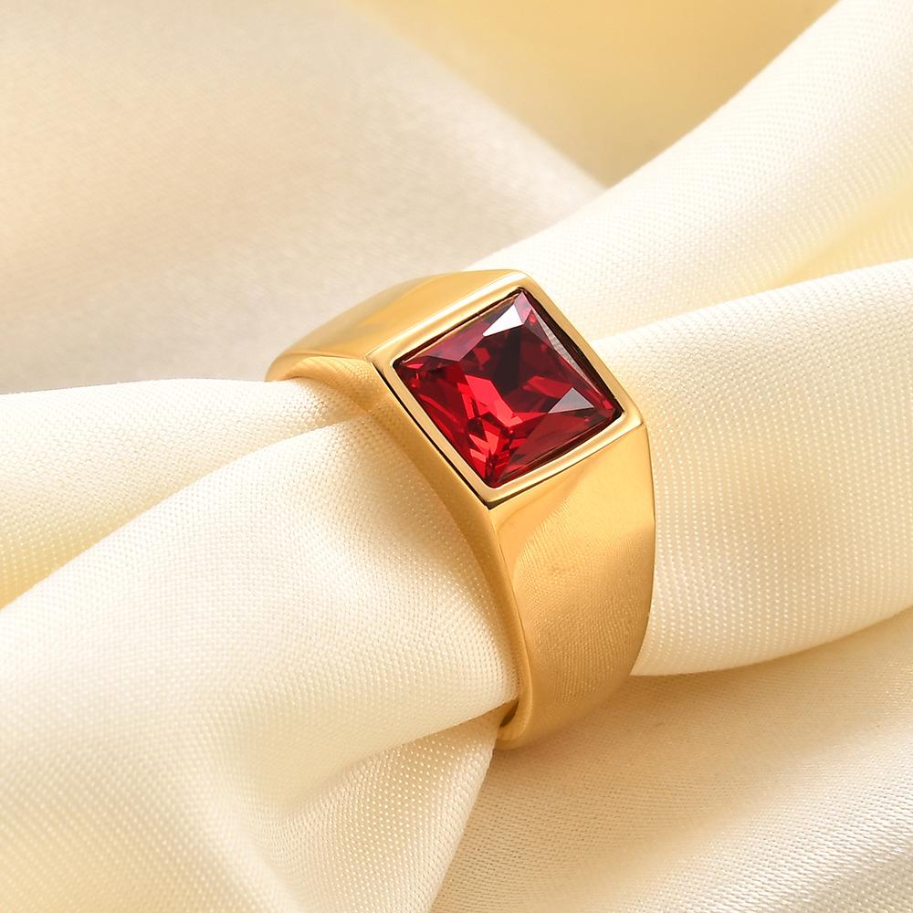10MM 18K Gold Square Multi-color Zircon Vintage Ring - Women s European  American Style Size 12