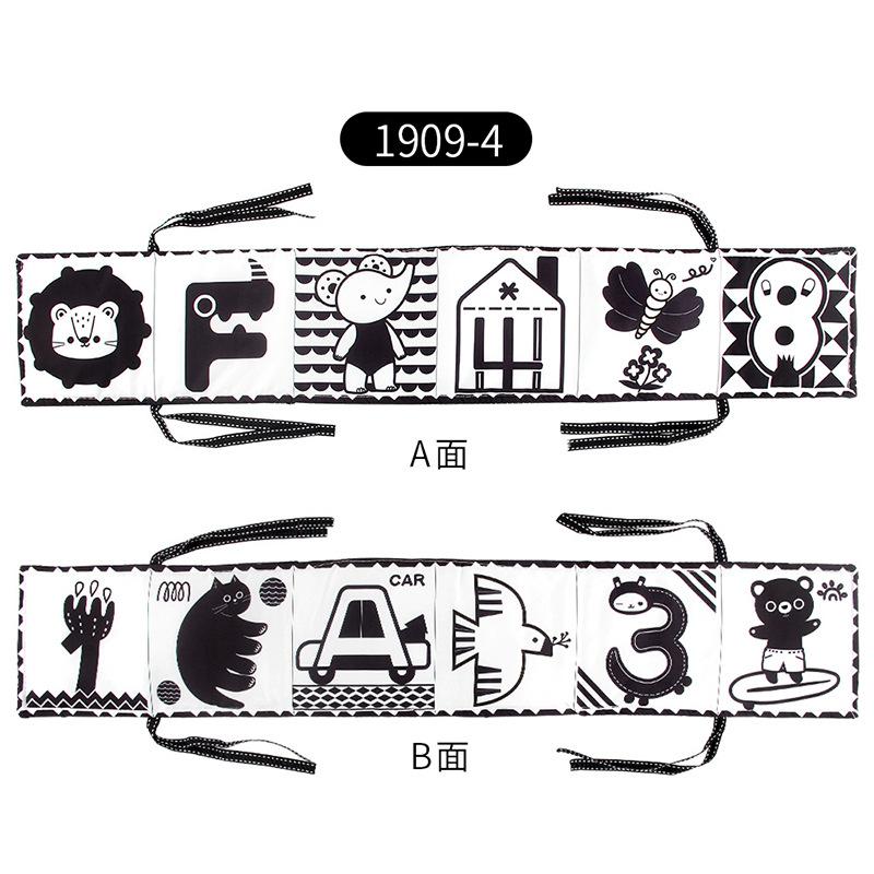 Early Education Educational Cloth Book Toys Children'S Bed Circumference Pendant Cognitive Shape Animal Double Sided Black And White Baby Cloth Book