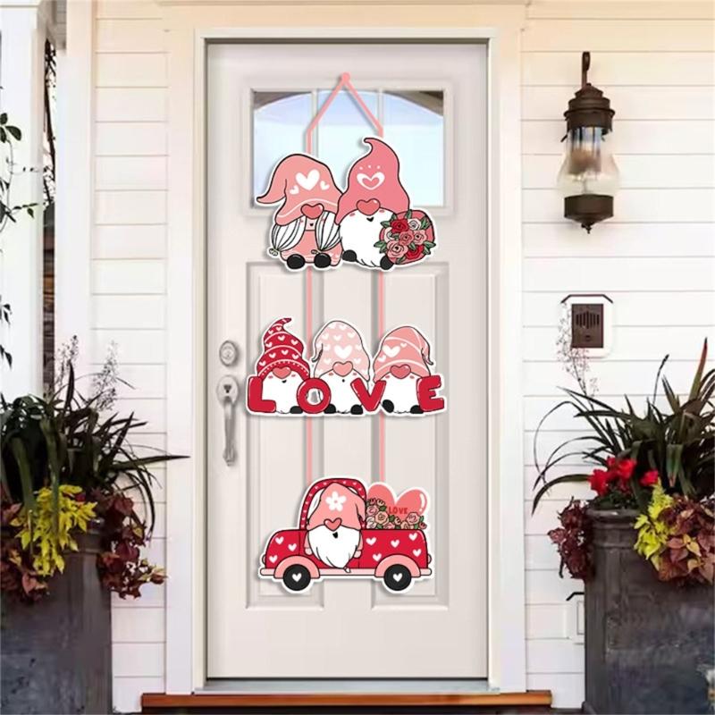 Valentines Day Door Hanger Paperboard Hanging Sign Decors Door Decorations Outdoor Indoor Wall Decors Party Supplies