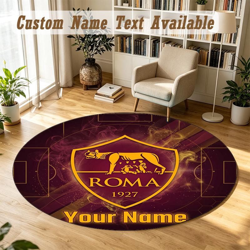 Round Rug Custom NameAS Roma Pattern Non Slip Carpet Home Floor Decor