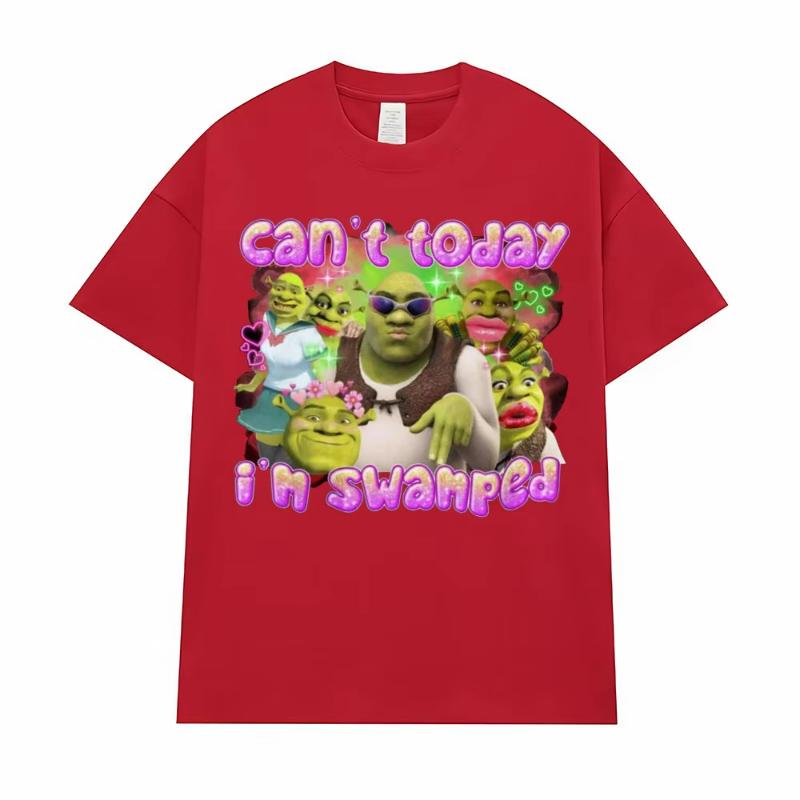 Kann heute nicht, ich bin überhäuft Lustiges Shrek Meme T-Shirt Damenbekleidung Modetrend Hip Hop Hohe Qualität Sommer Freizeit T-Shirts Unisex