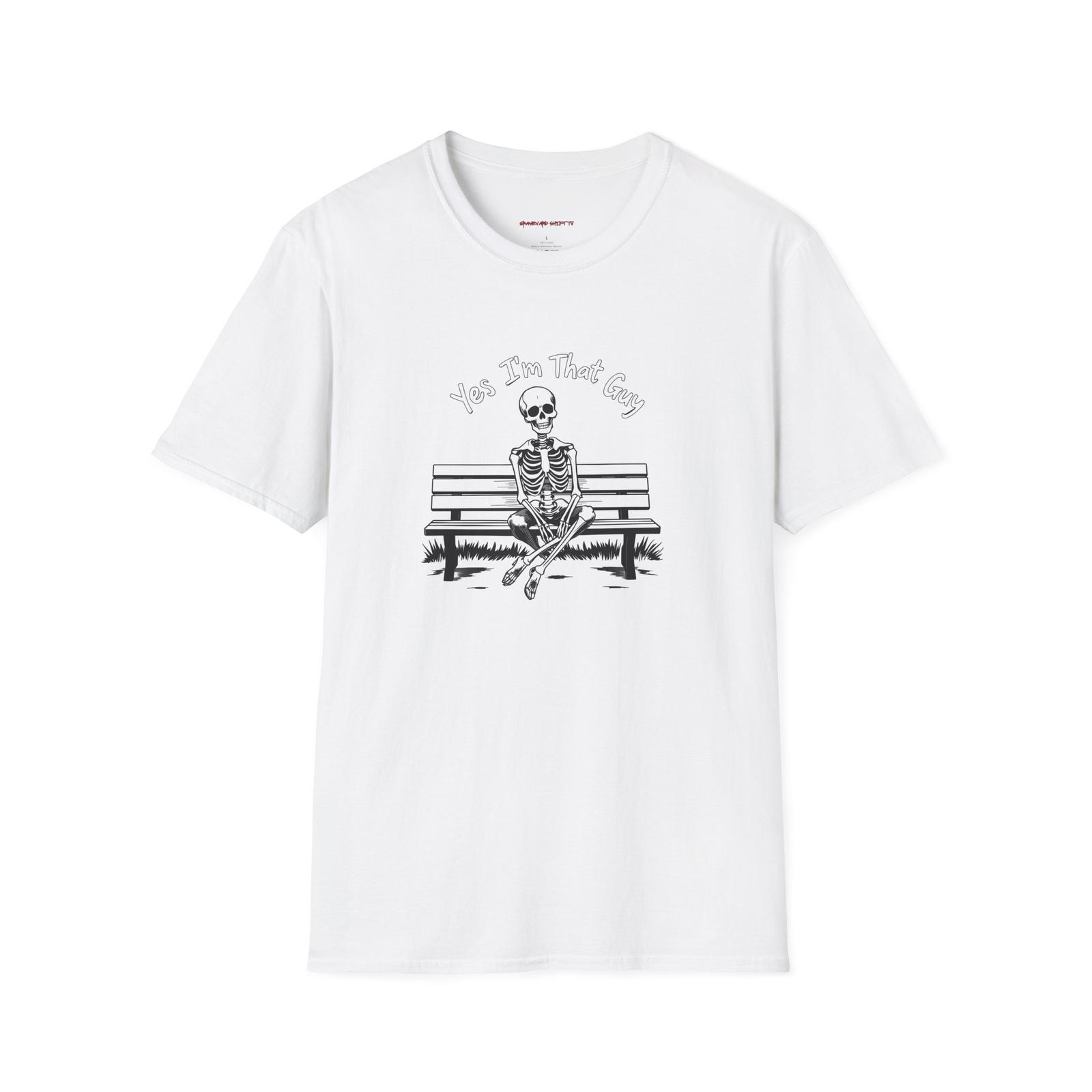Skeleton on Bench T-Shirt, Halloween Tee, Spooky Shirt, Gothic Clothing, Day of S разноцветный