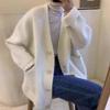 Women's Mid-Length 100% Wool Thick Cardigan - Elegant, Versatile, Loose Fit Cashmere Knitwear