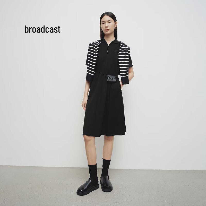

Broadcast Women s Embroidered Polo Collar A-Line Midi Dress M