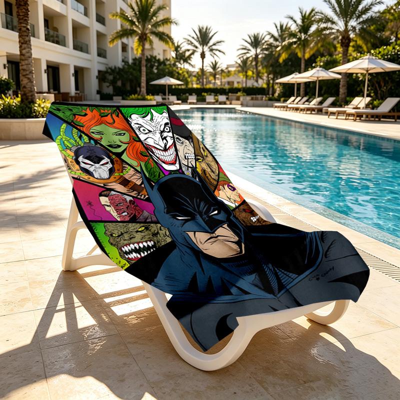 Superheroes Print Beach Towel Design, Soft, Lightweight. for Home Bathroom, Spa, Pool, Yoga, Surfing, Camping, Gift for Family, Friend
