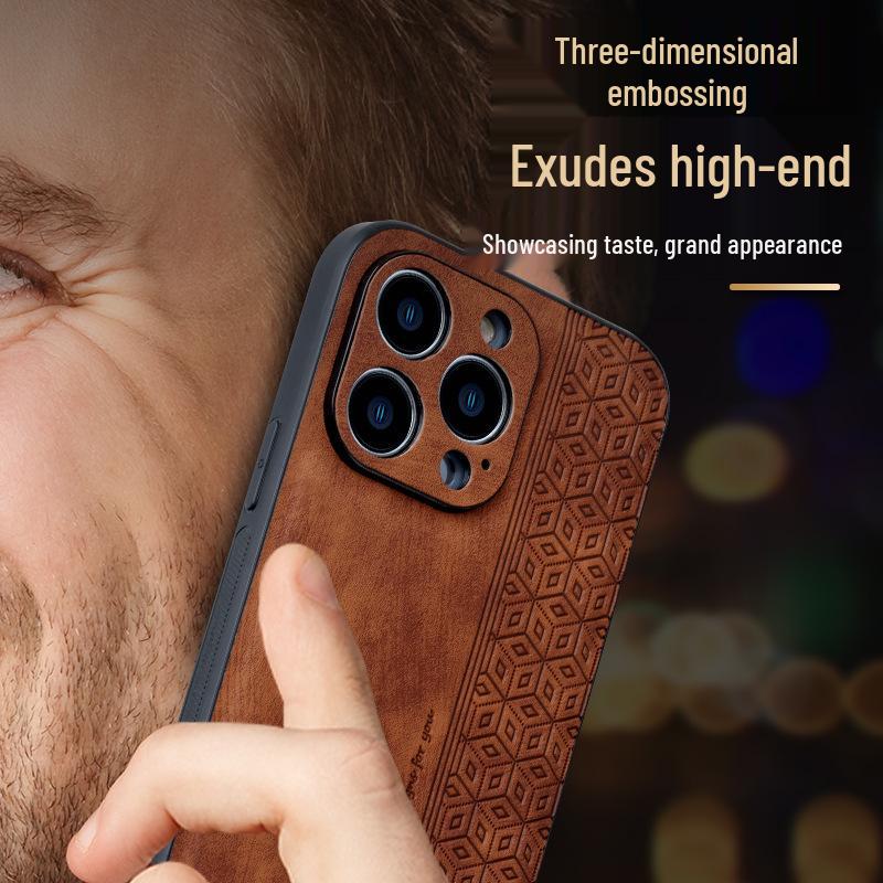 Apple 17 Phone Case: New Skin Feel, Printed Leather Texture, Drop-Proof, Protective Case for 12, 13, 15 Pro.